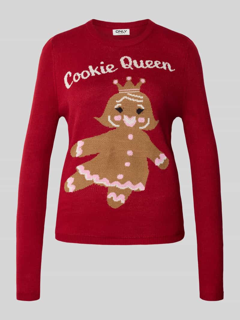 Sweter świąteczny o kroju regular fit z napisem model ‘XMAS GINGERBREAD’