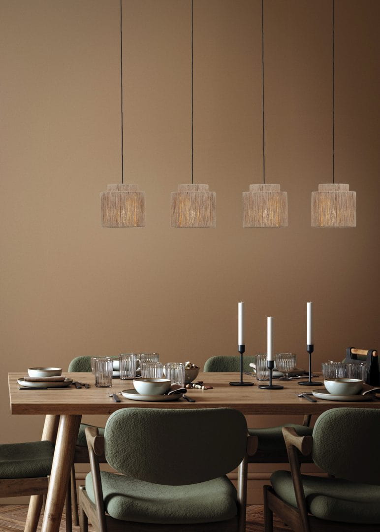 Trio SMILLA 366800436 lampa wisząca abażury kaskadowe fi 20cm ze sznurka jutowego 4xE27