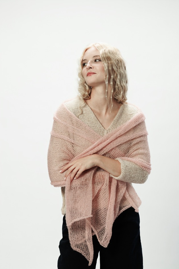 Alpaka lekki szal - etola - jasny róż