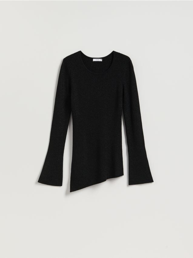 Reserved - Sweter z asymetrycznym dołem - czarny