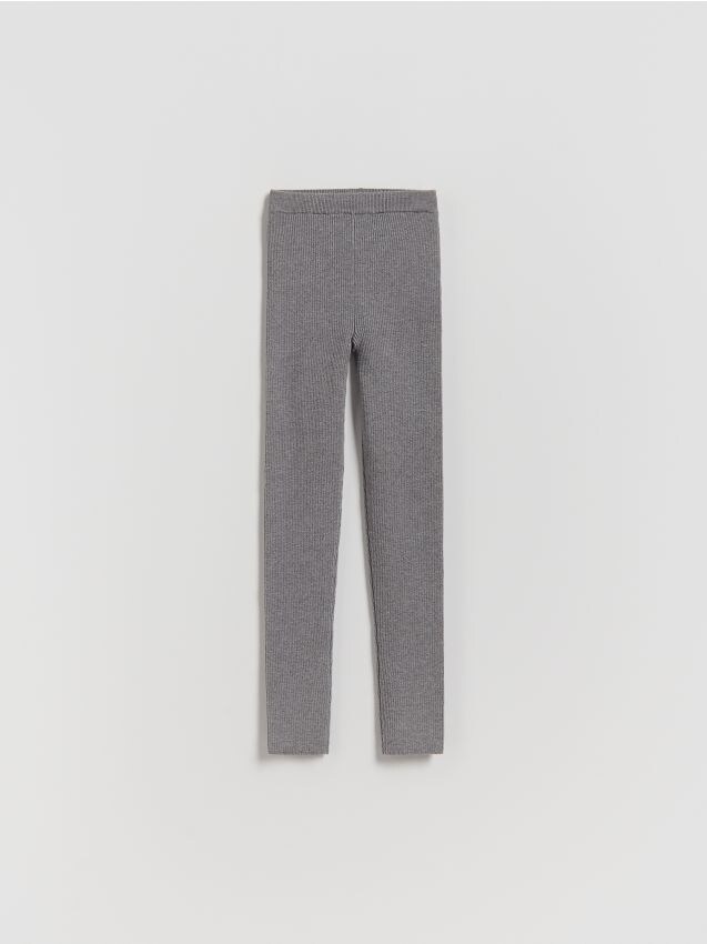 Reserved - Dzianinowe legginsy z wiskozą - ciemnoszary