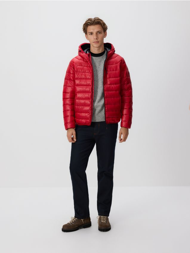 Reserved - Pikowana kurtka z kapturem - czerwony