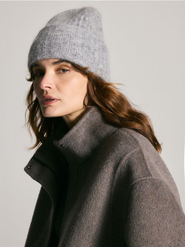 Reserved - Czapka z wełną i moherem - ciemnoszary