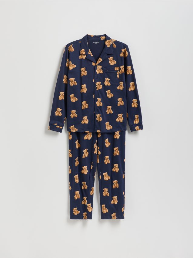 Reserved - Dwuczęściowa piżama z nadrukiem - granatowy