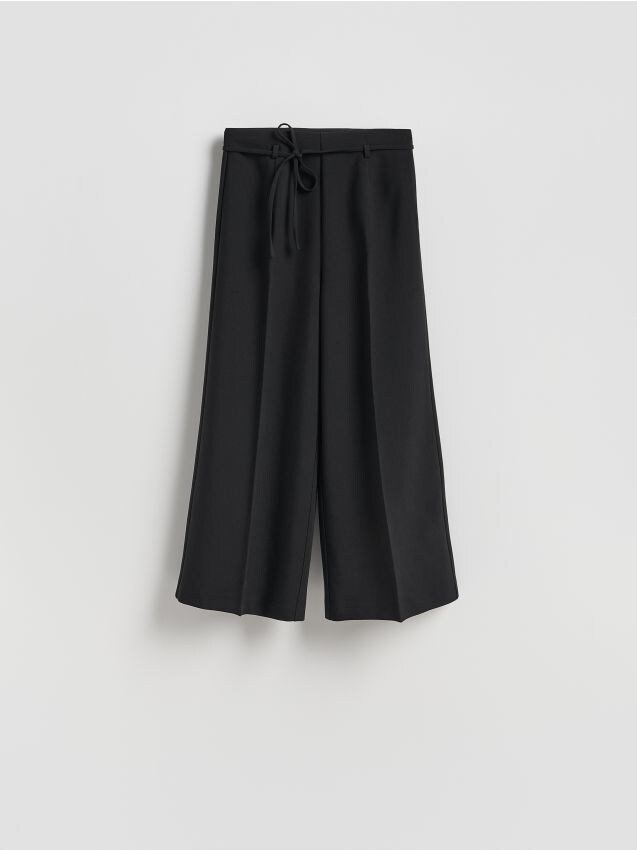 Reserved - Szerokie spodnie z wiązaniem - czarny