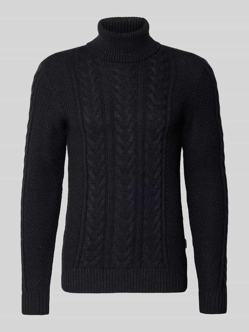 Sweter z dzianiny z golfem model ‘BASIM’