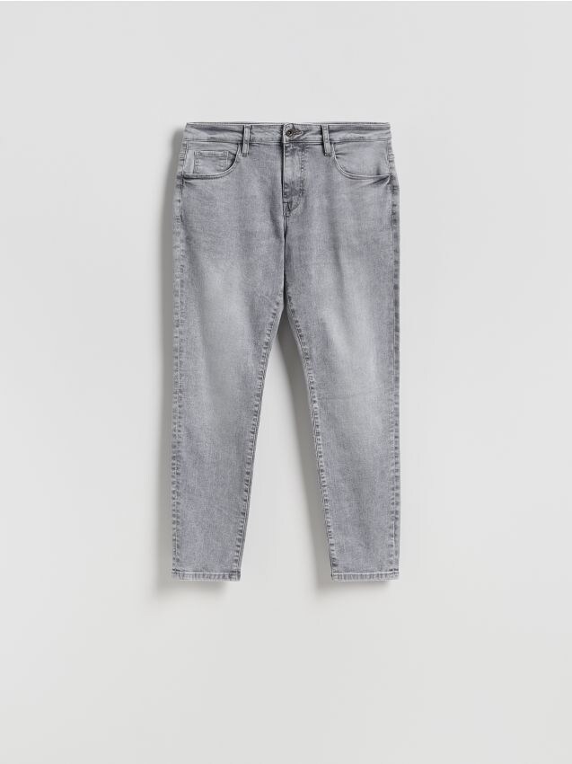 Reserved - Jeansy slim z efektem sprania - jasnoszary