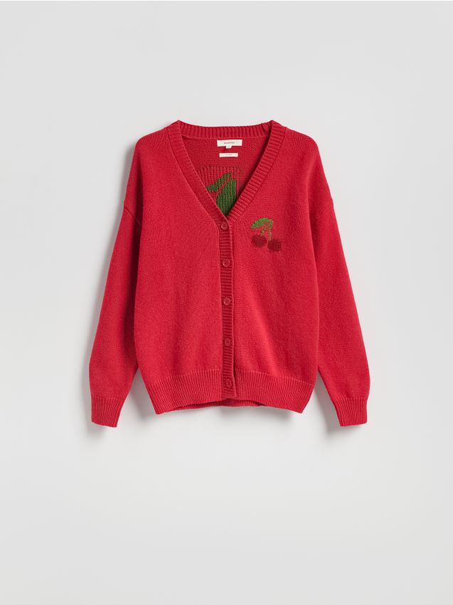 Reserved - Kardigan z wełną - bordowy