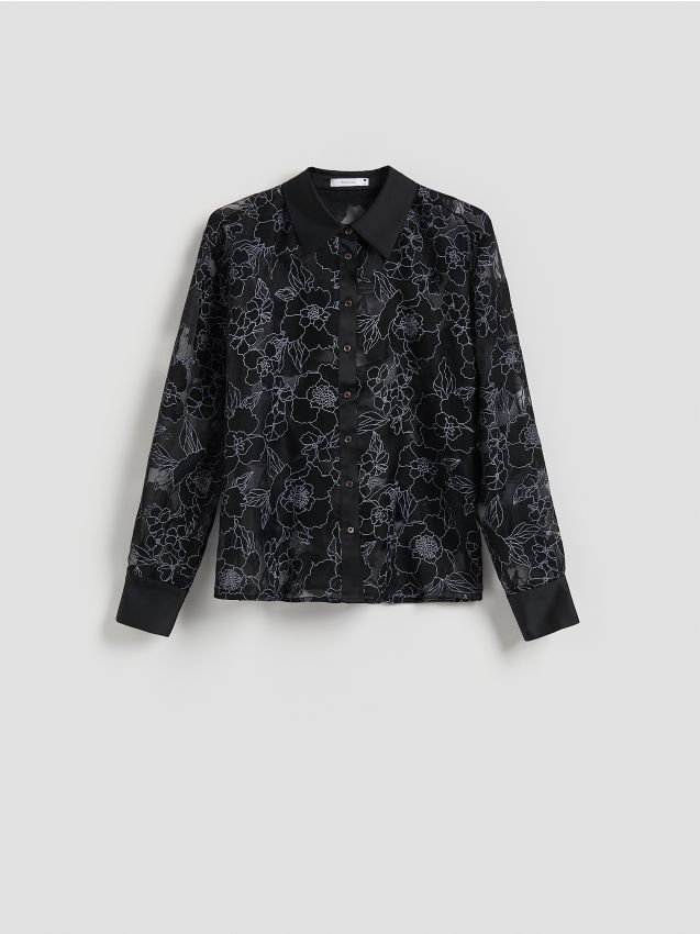 Reserved - Koszula z wiskozą - czarny