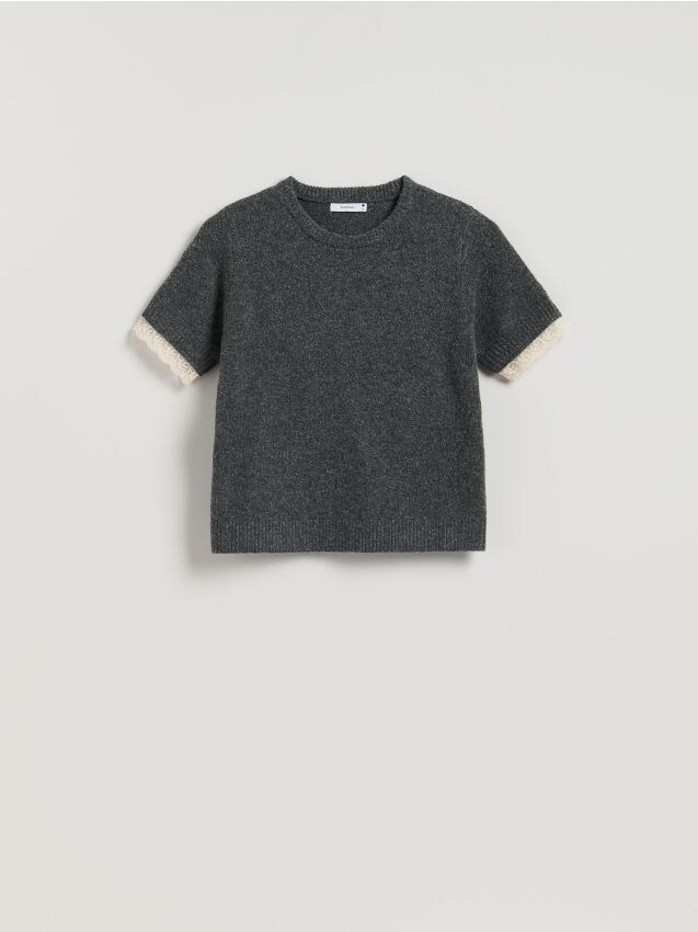 Reserved - Sweter z krótkim rękawem - szary