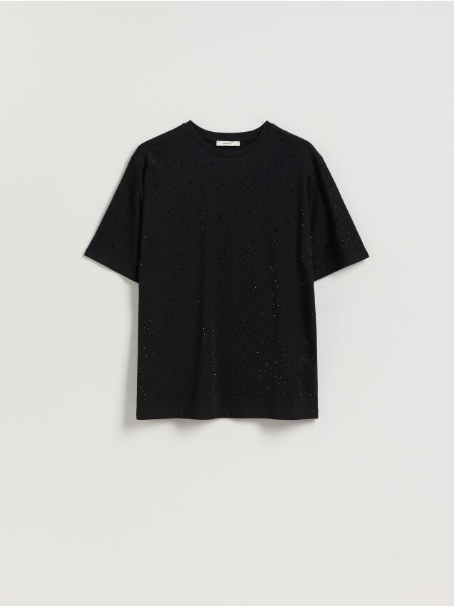 Reserved - T-shirt ze strassem - czarny