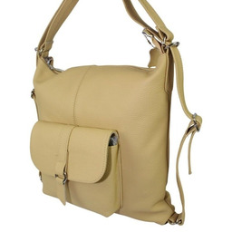 Praktyczny Plecak Skórzany Torebka 2 w 1 MAGRE (PL) AMELIA Skóra Naturalna Licowa BISZKOPTOWY