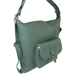 Praktyczny Plecak Skórzany Torebka 2 w 1 MAGRE (PL) AMELIA Skóra Naturalna Licowa CIEMNY ZIELONY