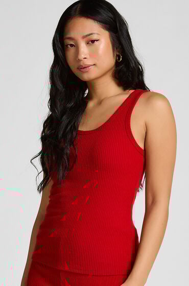 Hunkemöller Podkoszulek ze szczotkowanego dżerseju w prążki Czerwony