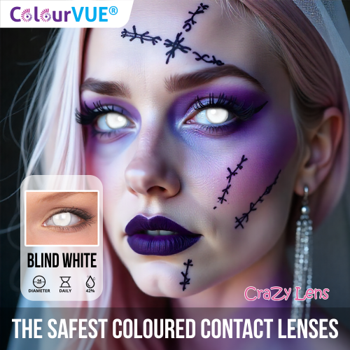 Jednodniowe Crazy Lens - Blind White, 2 szt moc 0.00