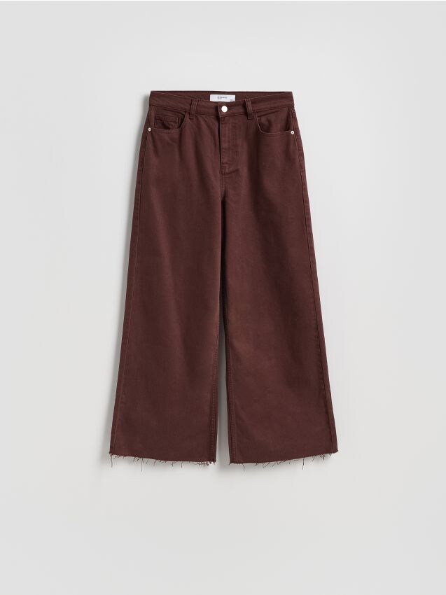 Reserved - Jeansy wide leg z wysokim stanem - brązowy