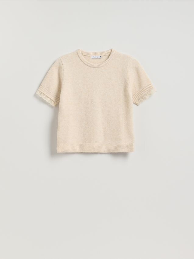 Reserved - Sweter z krótkim rękawem - beżowy