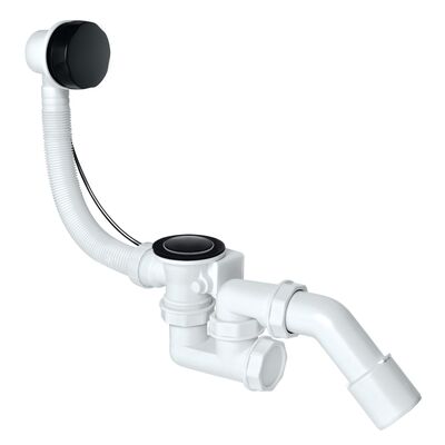 Syfon wannowy z automatycznym korkiem czarny odejście obrotowe fi40/50