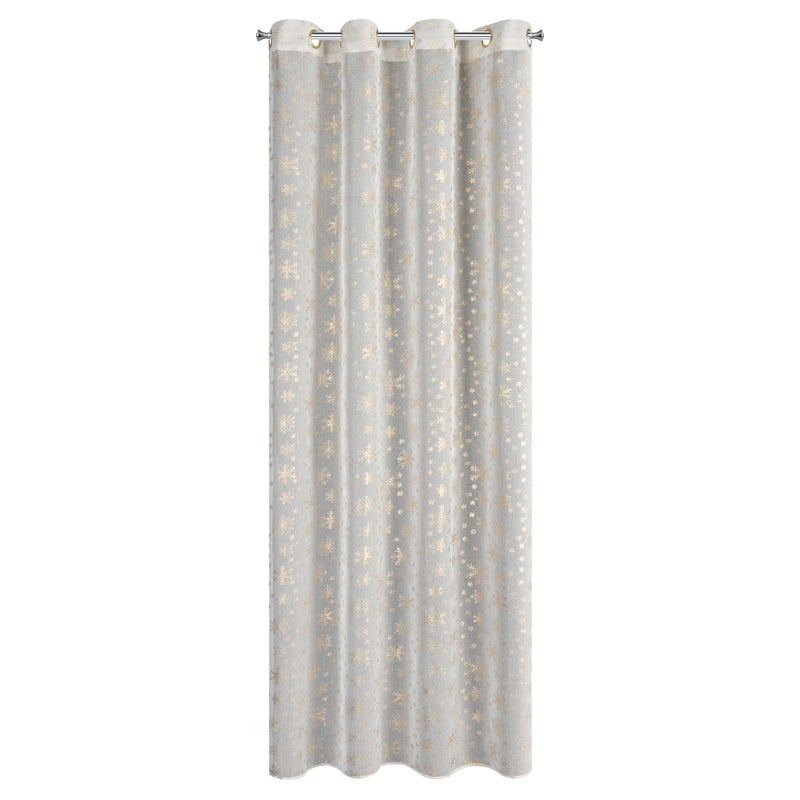 Firana świąteczna na przelotkach Snow biało-złota 140 x 250 cm