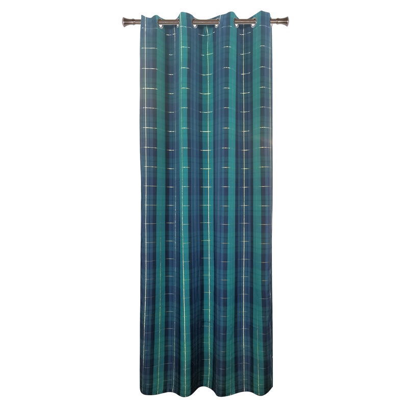 Zasłona Tartan zielono-granatowa 140 x 260 cm na przelotkach