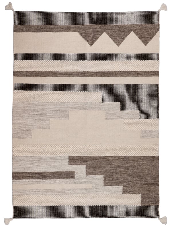 Dywan wełniany Naturelle ivory-brąz 80 x 150 cm z frędzlami