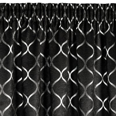 Zasłona EUROFIRANY Mili 140 x 270 cm Czarno-srebrny