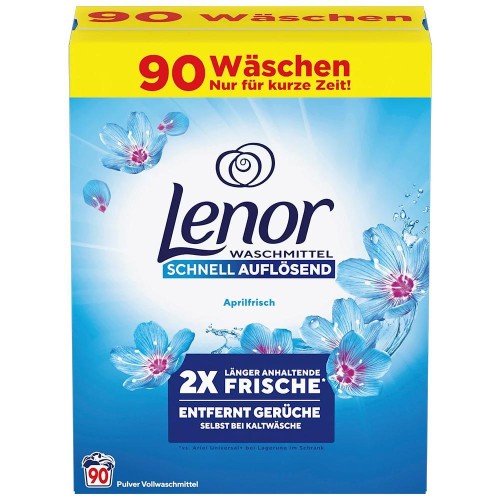 Lenor April Fresh 4,95 kg — proszek do prania uniwersalny ~90 prań, zapach świeżości.
