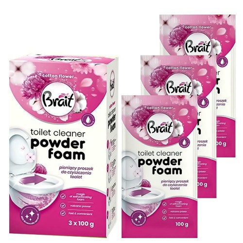 BRAIT Cotton Flower Volcano 3×100 g proszek do WC zapach kwiatów i wulkaniczny