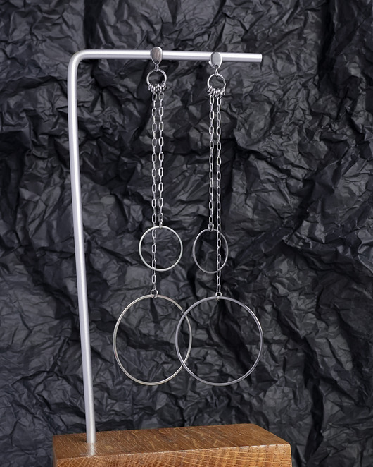 Meeega długie stalowe kolczyki z kołami