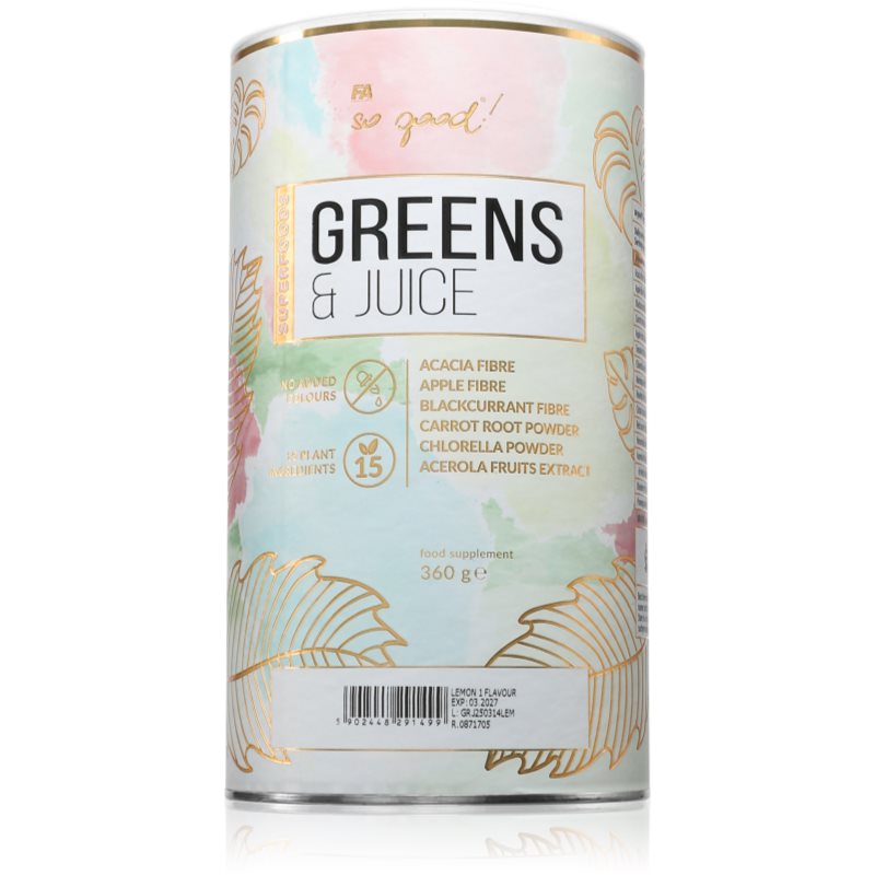 Fitness authority so good! Greens & Juice suplement diety dla prawidłowego funkcjonowania organizmu smak Lemon 360 g
