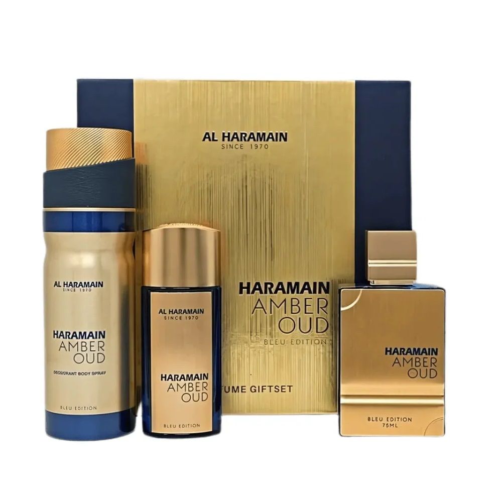 SET AL HARAMAIN Amber Oud Bleu Edition EDP spray 75ml + EDP spray 30ml + DEO spray 200ml