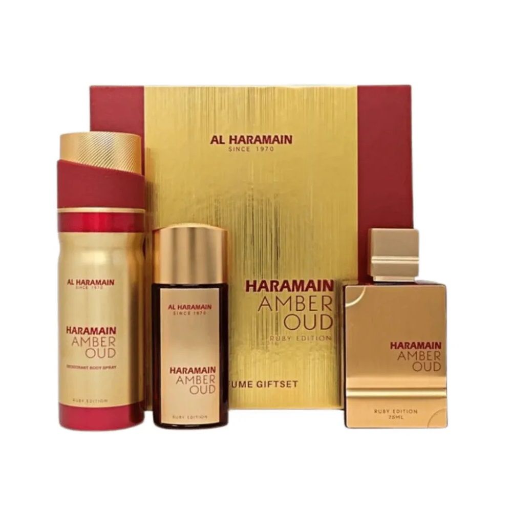 SET AL HARAMAIN Amber Oud Ruby Edition EDP spray 75ml + EDP spray 30ml + DEO spray 200ml