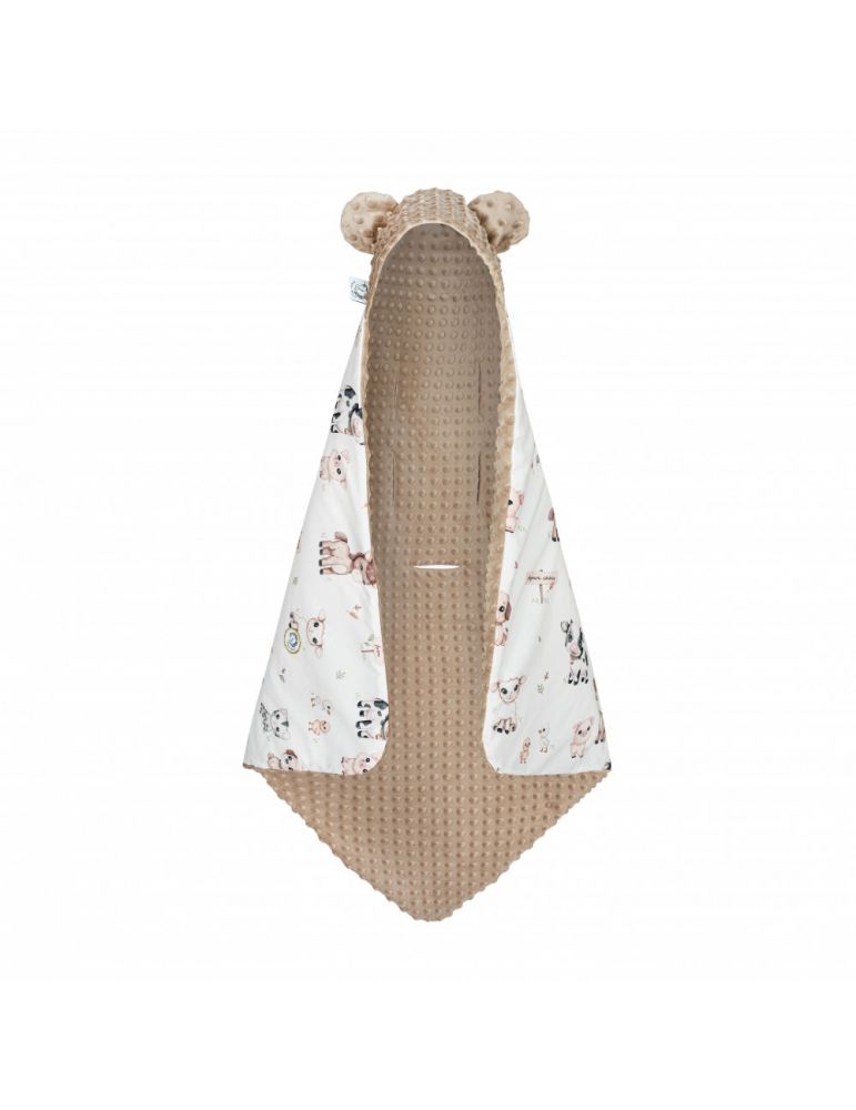 Bonjour Cherie Kocyk bawełniany do fotelika samochodowego 90/90 Farma minky Beige