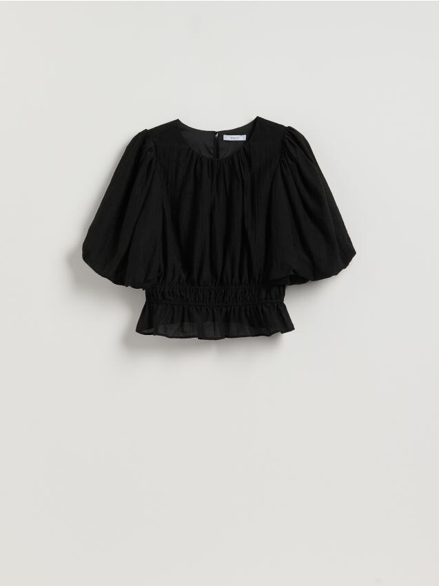 Reserved - Bluzka z bufkami - czarny