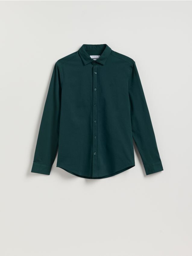 Reserved - Gładka koszula slim fit - ciemnozielony