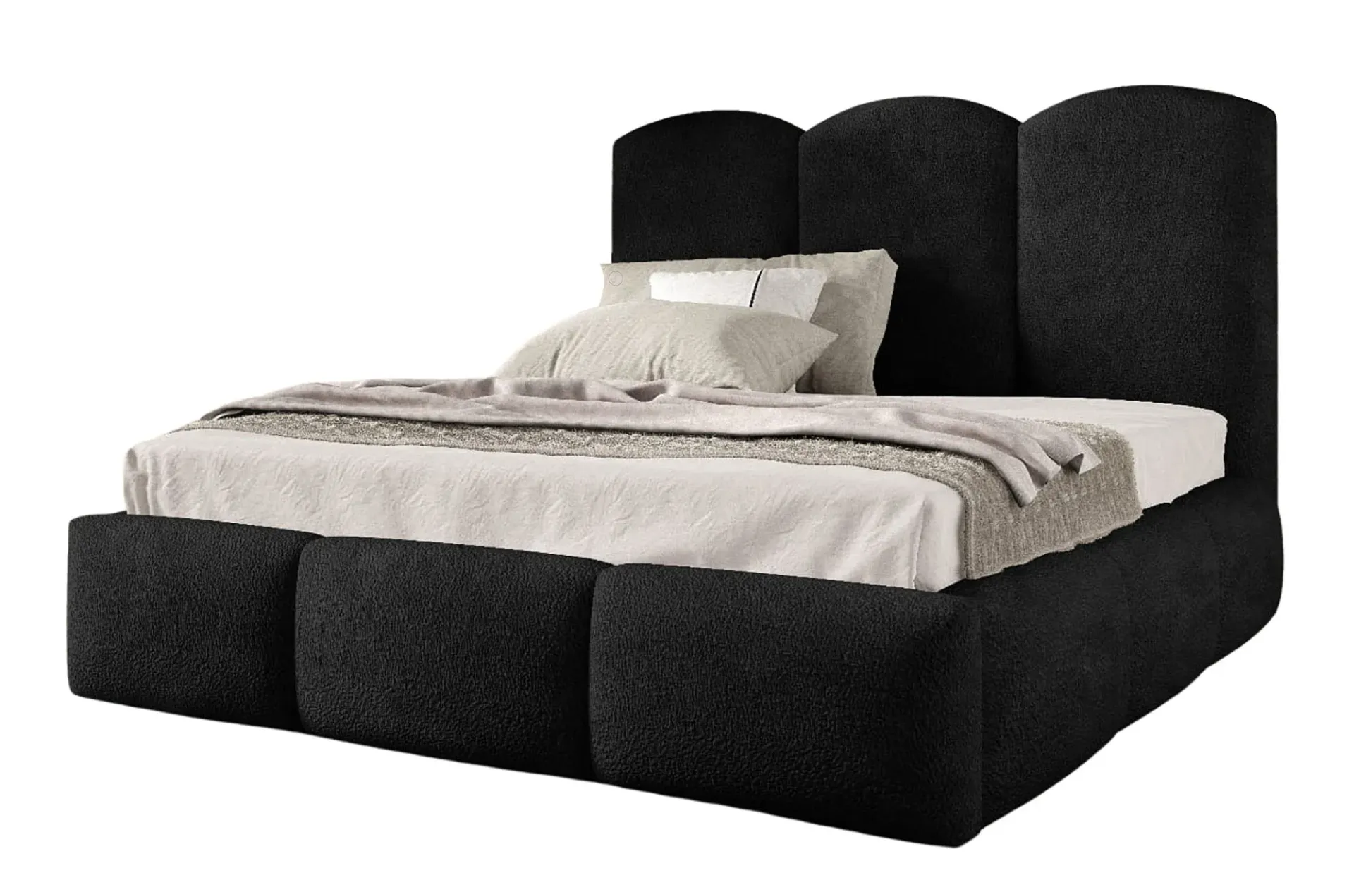 Czarne nowoczesne łóżko chmurka boucle 5 rozmiarów N5-F85