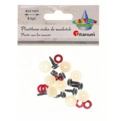 Titanum Oczy do maskotek plastikowe 10mm z mocowaniem 8 szt
