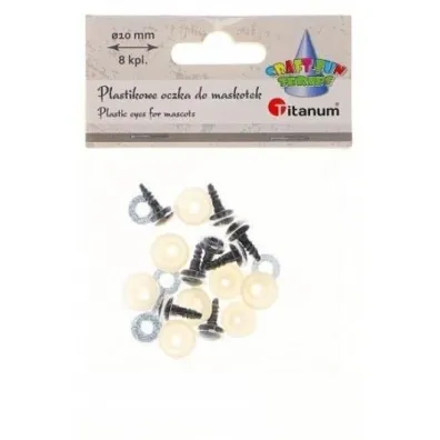 Titanum Oczy do maskotek plastikowe 10mm z mocowaniem 8 szt
