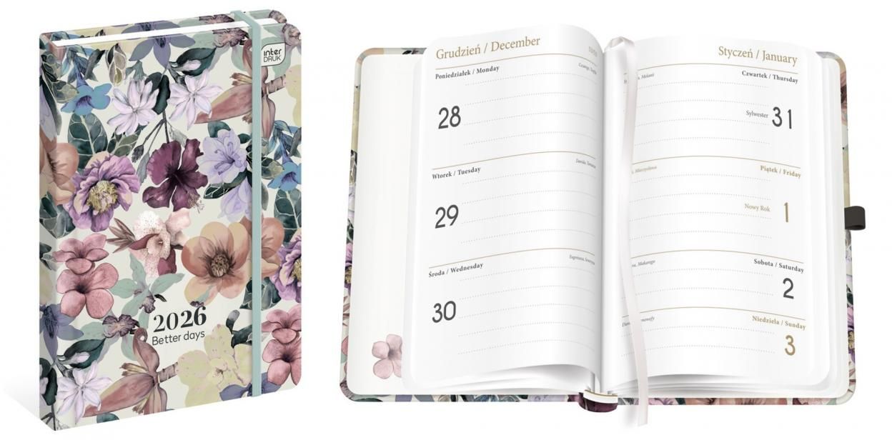 Interdruk Kalendarz 2026 książkowy B6192k Mat+UV Flowers - kalendarz