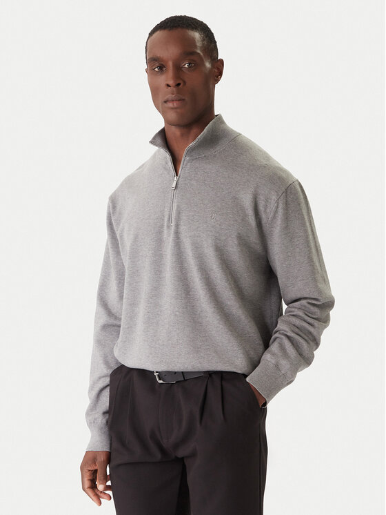 Calvin Klein Sweter LV040BM356 Szary Regular Fit