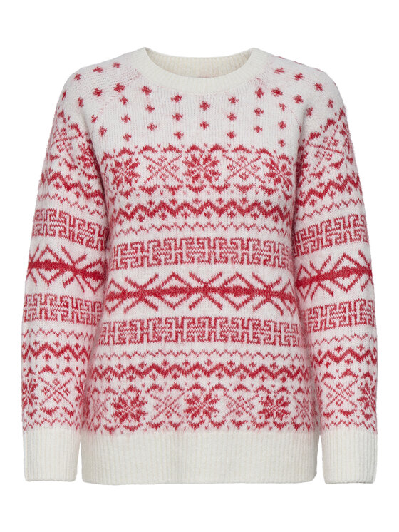 ONLY Sweter Xmas Nordic 15354824 Czerwony Regular Fit