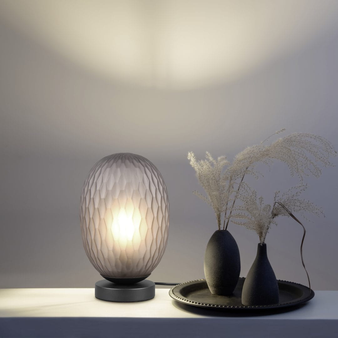 Trio FACETTE 564200154 lampa nocna klosz szkło dymione z deseniem fi 17.5 cm 1xE27 wykończenie czarne