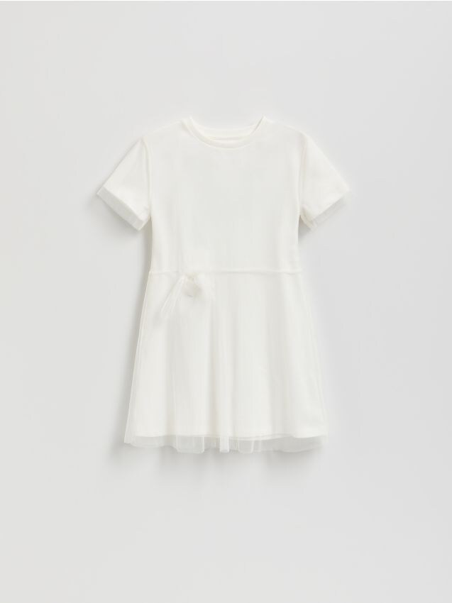 Reserved - Tiulowa sukienka - złamana biel