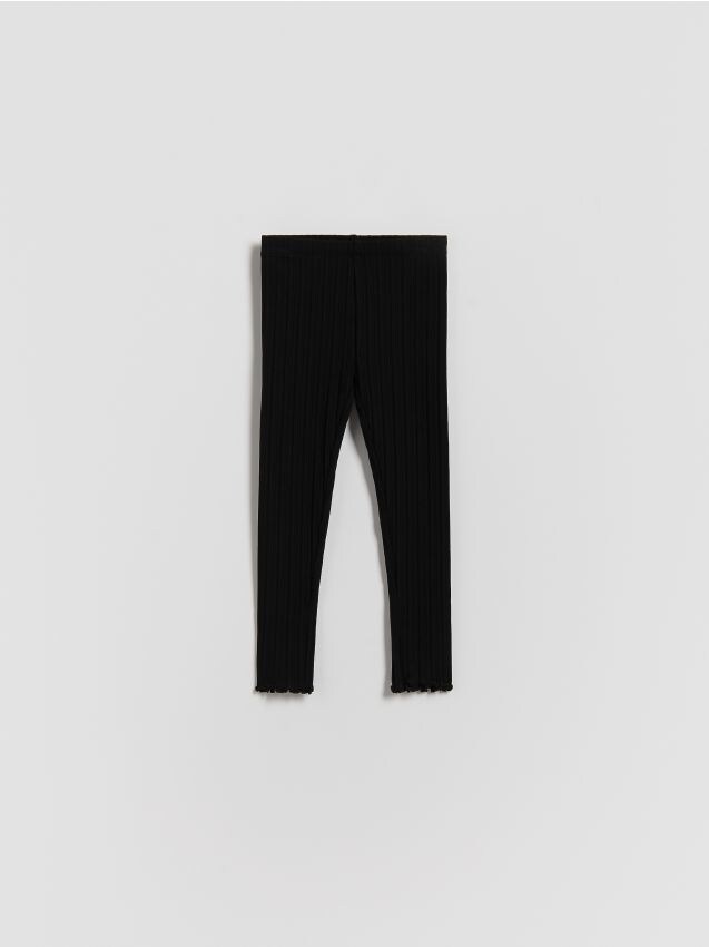 Reserved - Prążkowane legginsy - czarny