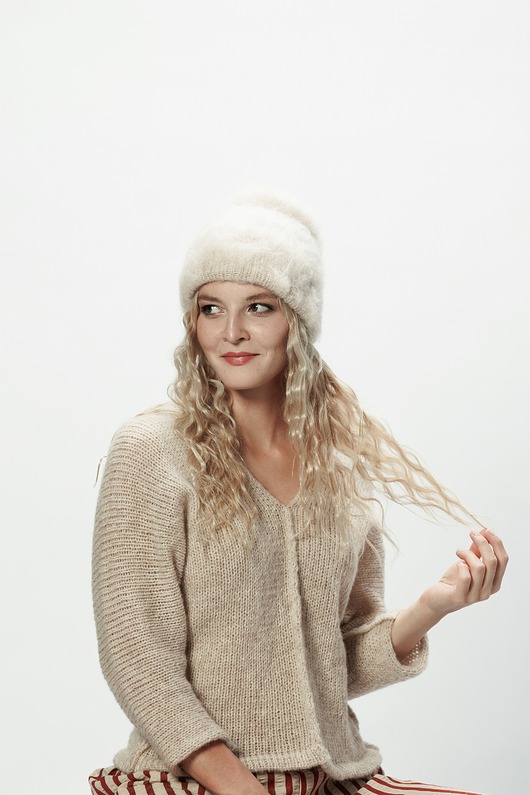 Alpaka czapka Sylwia - beżowy