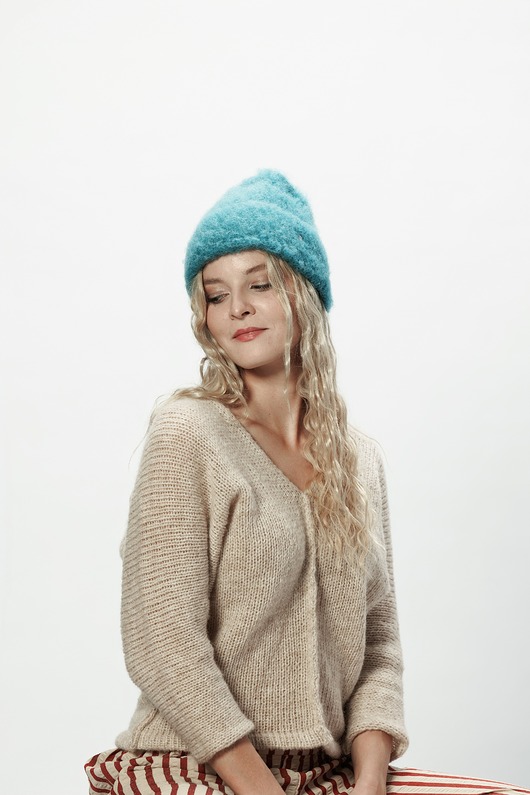 Alpaka czapka Sylwia - morski