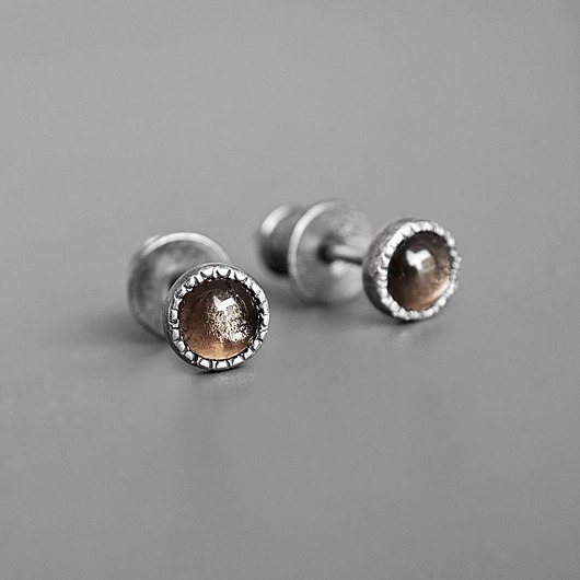 Kolczyki z obsydianem, srebro