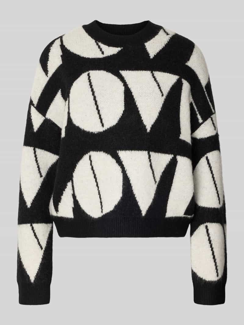 Sweter z dzianiny o kroju regular fit z dodatkiem wełny model ‘LOVE’