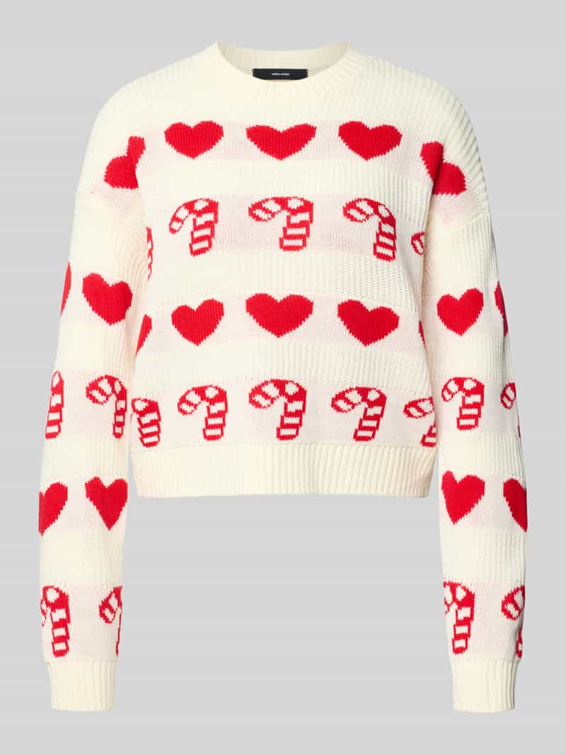 Sweter świąteczny o kroju regular fit z okrągłym dekoltem model ‘CANDYHEARTS’