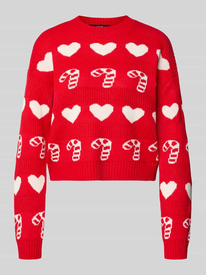 Sweter świąteczny o kroju regular fit z okrągłym dekoltem model ‘CANDYHEARTS’